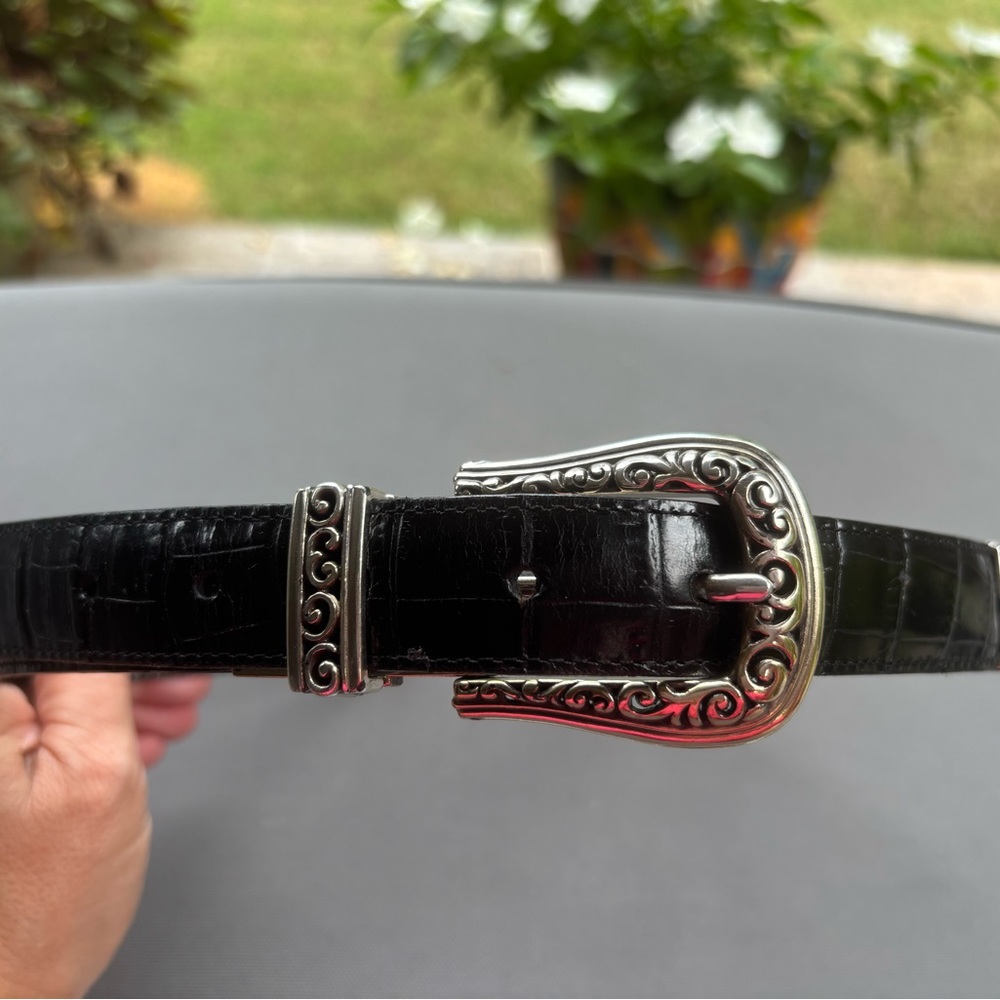 Brighton Reversible Black and Brown  Leather Belt with Silver Buckle Size Small
